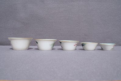 Nine Chinese famille rose bowls, 19th C.